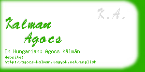 kalman agocs business card