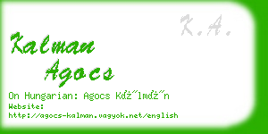 kalman agocs business card